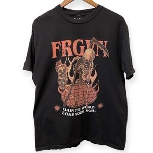 FRGVN Large T Shirt Mens Christian Skull Skeleton Gain The World Lose Your Soul